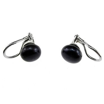 Cercei argint clips cu perle naturale negre