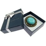 Brosa bronz antic cu piatra turcoaz fotografia produsului View 4 S