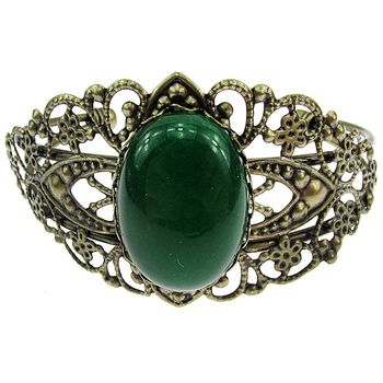 Bratara bronz cu agata verde 25x18 mm
