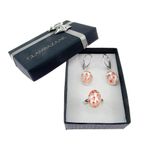 Set argint cercei si inel reglabil Millefiori transparent/rosu fotografia produsului View 6 S