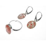 Set argint cercei si inel reglabil Millefiori transparent/rosu fotografia produsului View 4 S