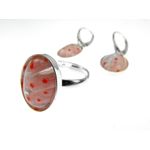 Set argint cercei si inel reglabil Millefiori transparent/rosu fotografia produsului View 2 S