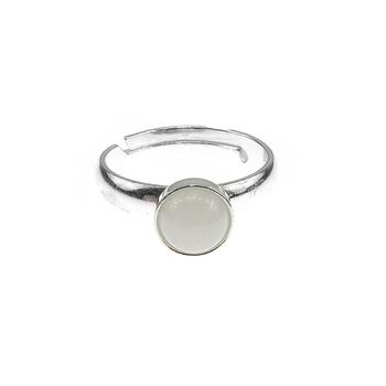 Inel argint reglabil cu jad alb natural 6 mm