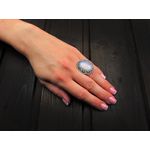 Inel reglabil zamac model floare cu opalit 18x13 MM fotografia produsului View 5 S