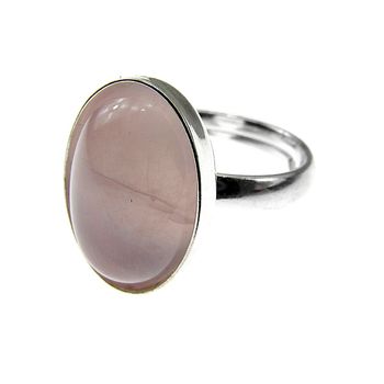 Inel argint reglabil cu cuart roz natural 14x10 mm