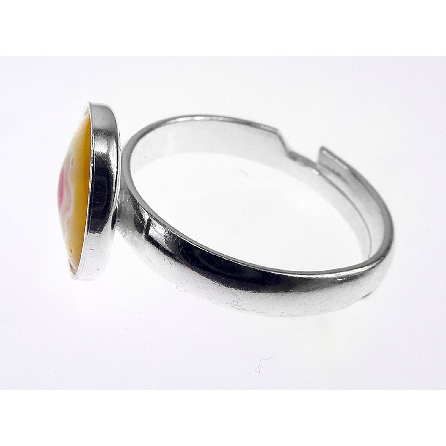 Inel argint reglabil cu Millefiori galben 10 MM fotografia produsului View 3 L
