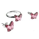 Set argint Fluturi Swarovski Elements roz 8 MM fotografia produsului View 3 S