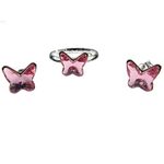 Set argint Fluturi Swarovski Elements roz 8 MM fotografia produsului