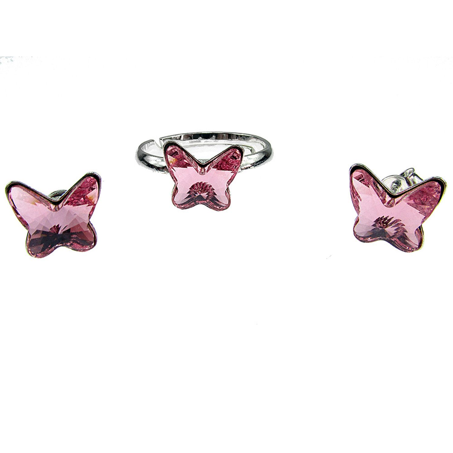 Set argint Fluturi Swarovski Elements roz 8 MM fotografia produsului