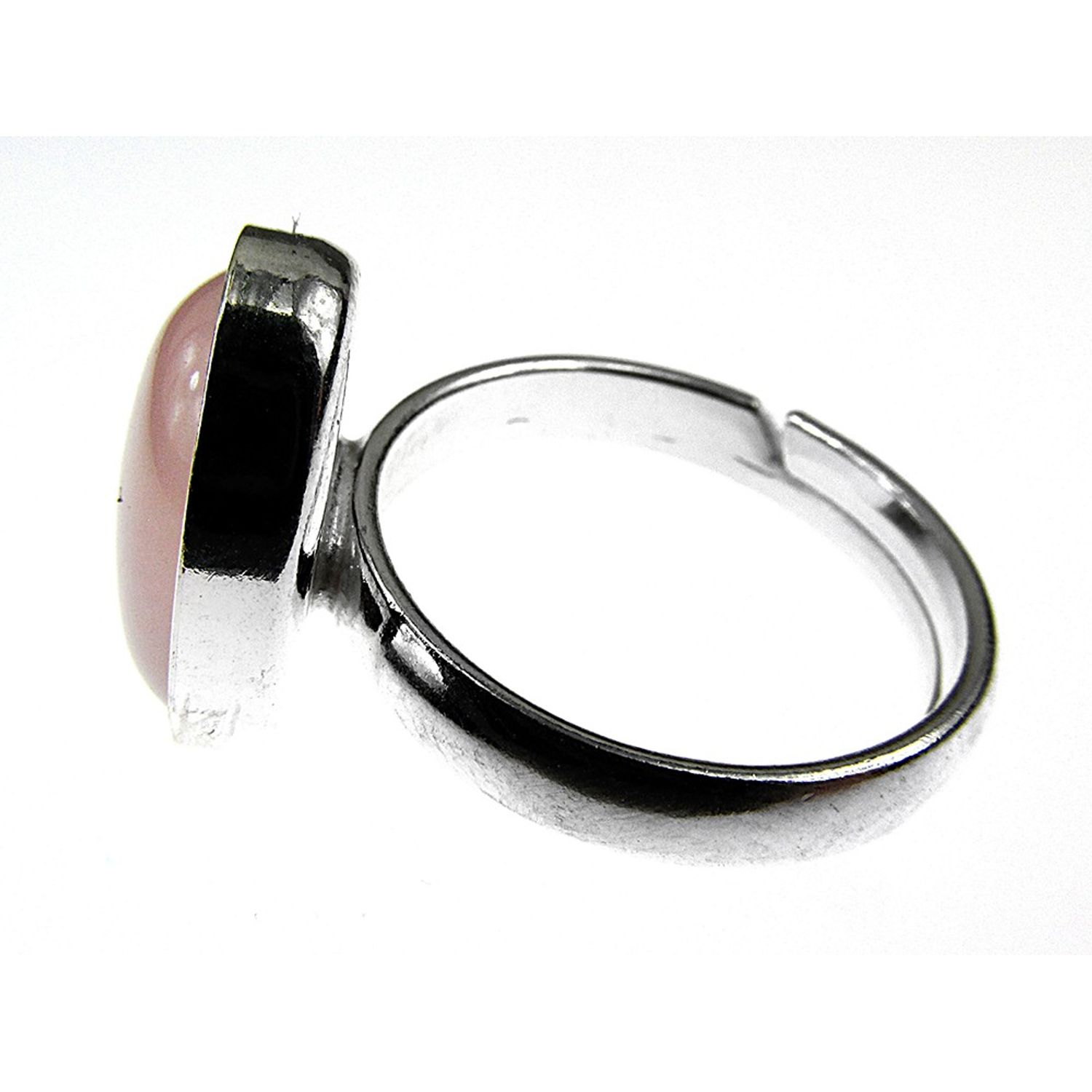 Inel argint reglabil cu cuart roz natural 14x10 MM fotografia produsului View 4 L