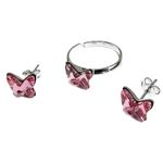 Set argint Fluturi Swarovski Elements roz 8 MM fotografia produsului View 2 S