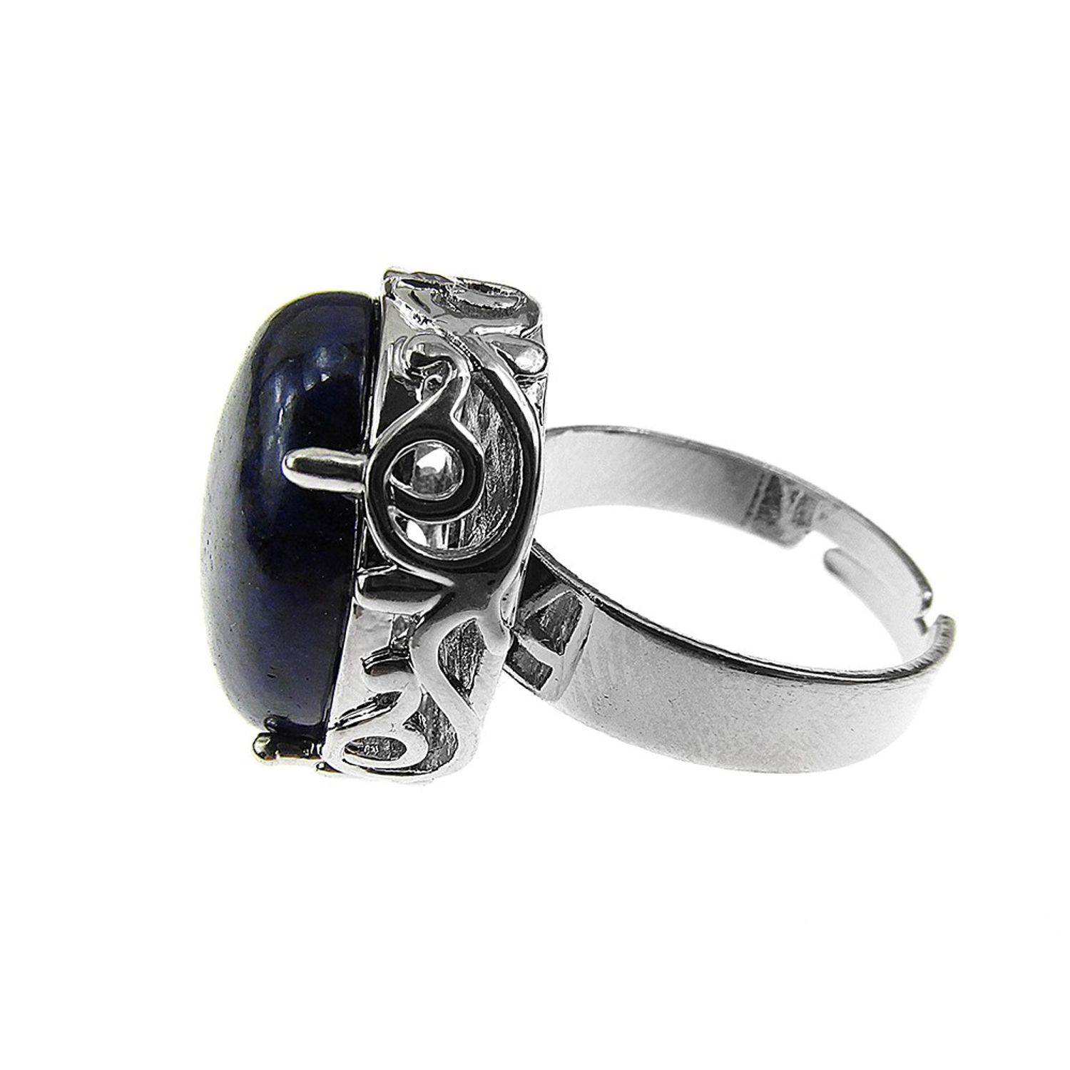 Inel retro reglabil cu lapis-lazuli natural fotografia produsului View 3 L