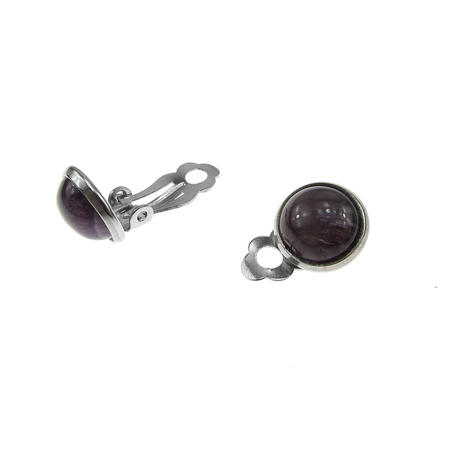 Cercei clips cu piatra naturala ametist 10 MM fotografia produsului View 6 L