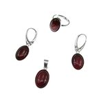 Set argint complet carneol oval 14x10 MM cu lantisor inclus fotografia produsului