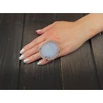 Inel reglabil statement masiv cu agata alba naturala D fotografia produsului View 5 S