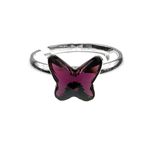 Inel argint reglabil cu fluture Swarovski Elements mov 8 MM fotografia produsului