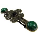 Clama de par bronz model floare cu agate verzi fotografia produsului View 3 S