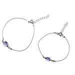 Set 2 bratari mama-fiica argint cu fluturi violet Swarovski Elements fotografia produsului View 2 S