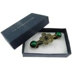 Clama de par bronz model floare cu agate verzi fotografia produsului View 4 S