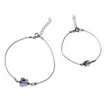 Set 2 bratari mama-fiica argint cu fluturi violet Swarovski Elements fotografia produsului View 3 S