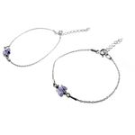 Set 2 bratari mama-fiica argint cu fluturi violet Swarovski Elements fotografia produsului
