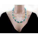 Colier boho chic cu pepite turcoaz si perle fotografia produsului View 4 S