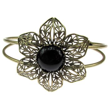 Bratara statement floare filigran cu onix