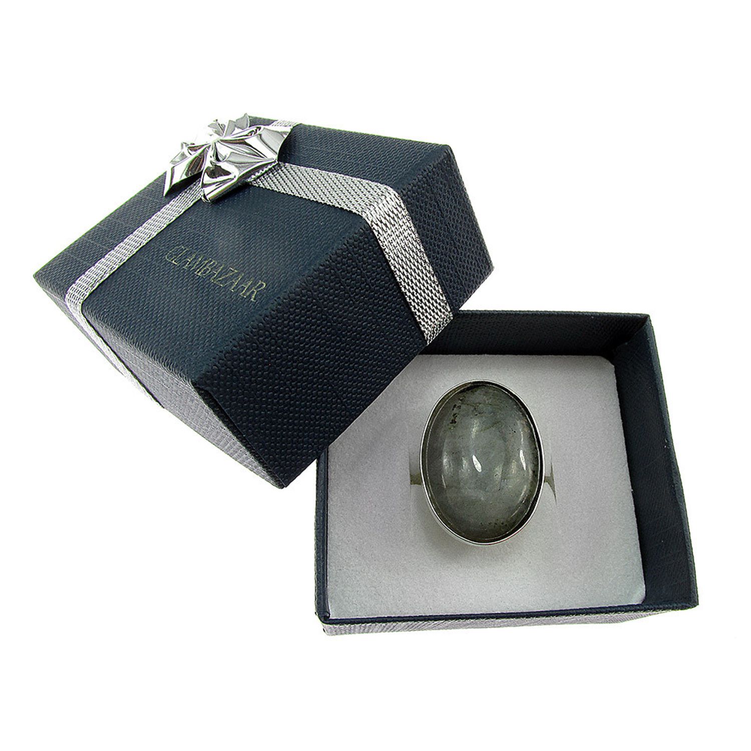 Inel argint reglabil masiv cu labradorit natural 25x18 MM fotografia produsului View 4 L