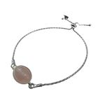 Bratara argint reglabila cu cuart roz oval 14x10 MM fotografia produsului
