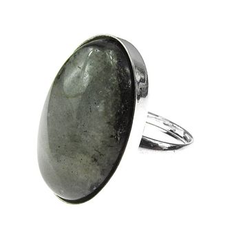 Inel argint reglabil masiv cu labradorit natural 25x18 mm