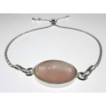 Bratara argint reglabila cu cuart roz oval 14x10 MM fotografia produsului View 4 S