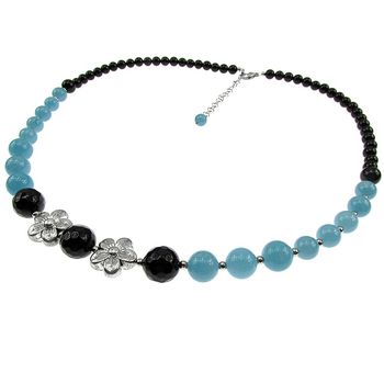 Colier flower angelit si onix