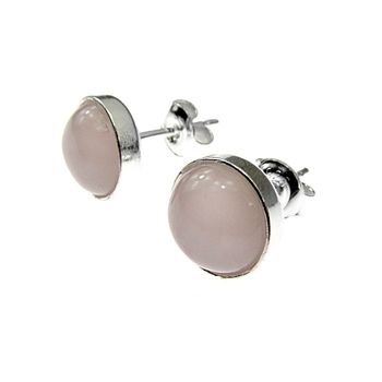 Cercei argint cu cuart roz natural 8 mm