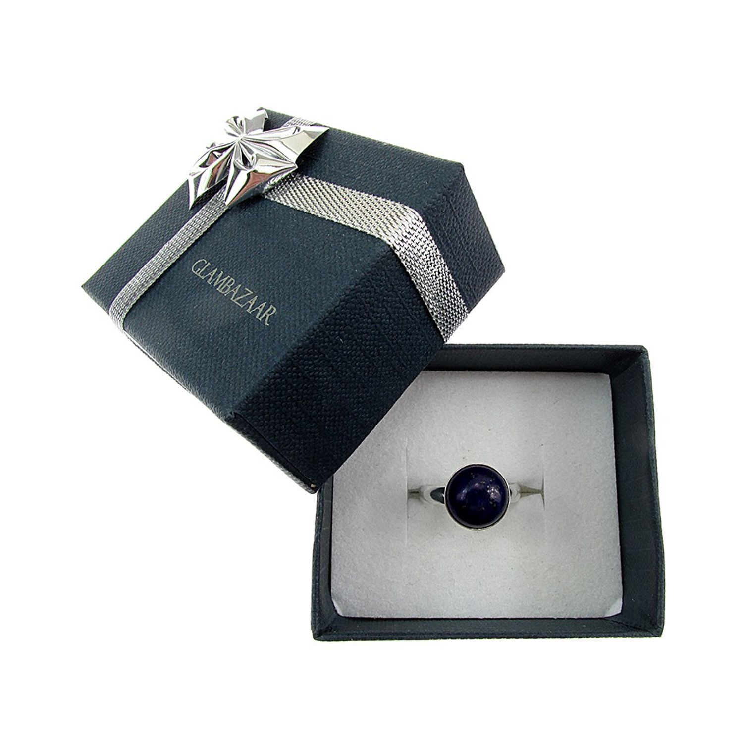 Inel argint reglabil cu Lapis Lazuli natural 10 MM fotografia produsului View 5 L