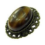 Brosa/pandantiv bronz antic cu ochi de tigru natural fotografia produsului View 3 S