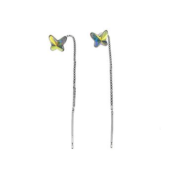 Cercei argint lantisor cu fluturi swarovski cristal ab 8 mm