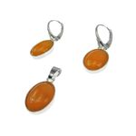 Set argint cu jad galben oval 14x10 MM fotografia produsului View 2 S