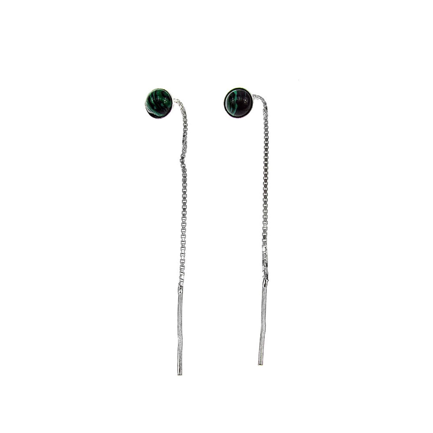Cercei argint lantisor cu malachit 6 MM fotografia produsului