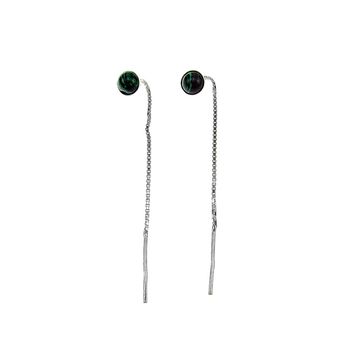 Cercei argint lantisor cu malachit 6 mm