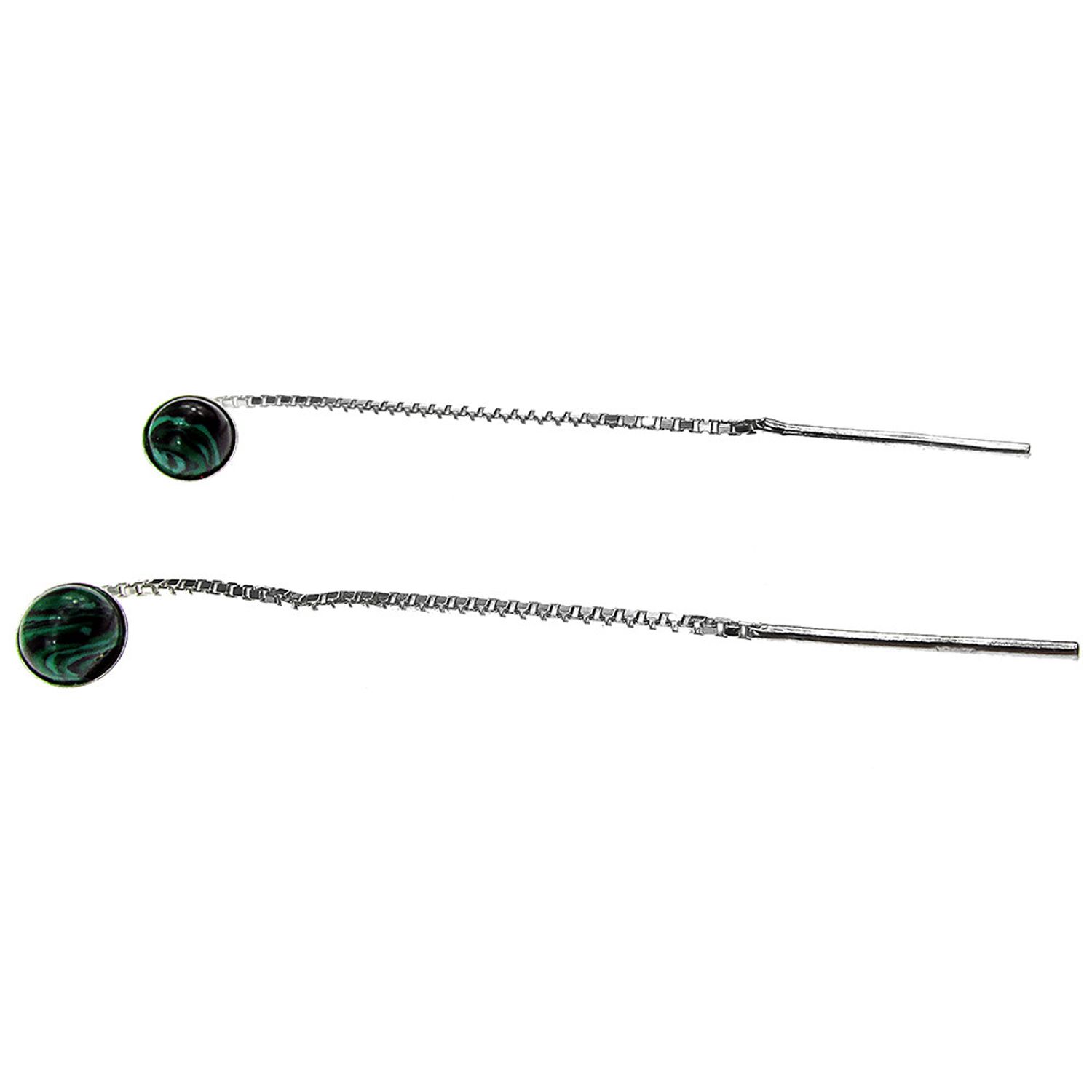 Cercei argint lantisor cu malachit 6 MM fotografia produsului View 2 L