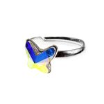 Inel argint reglabil cu fluture Swarovski Elements cristal AB 8 MM fotografia produsului View 2 S