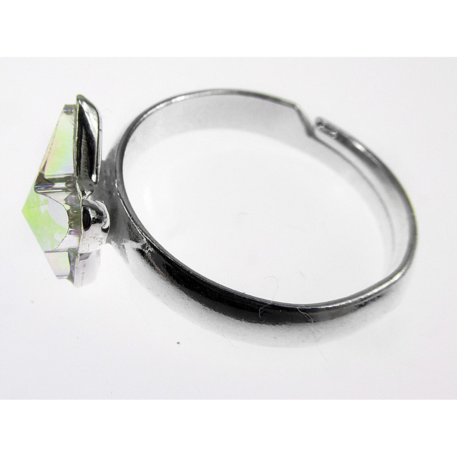 Inel argint reglabil cu fluture Swarovski Elements cristal AB 8 MM fotografia produsului View 3 L