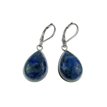 Cercei inox cu tortite inchise si lapis lazuli natural
