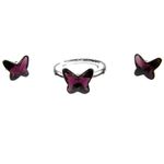 Set argint Fluturi Swarovski Elements mov 8 MM fotografia produsului