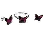 Set argint Fluturi Swarovski Elements mov 8 MM fotografia produsului View 3 S