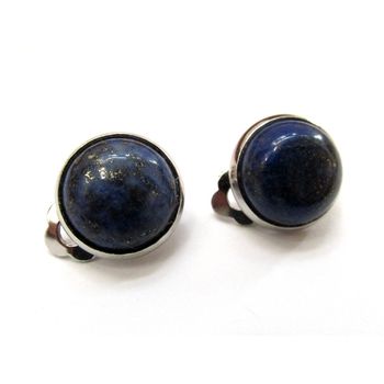 Cercei clips inox cu lapis lazuli natural 12 mm