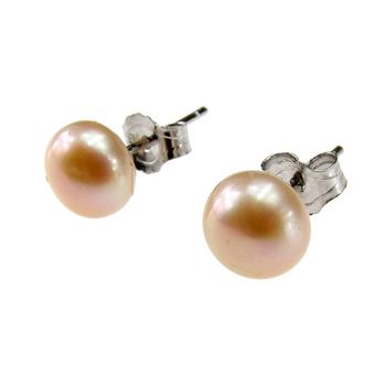 Cercei argint cu perle de cultura oranj 6 mm