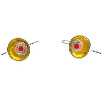 Cercei argint model clasic cu millefiori galben 10 mm