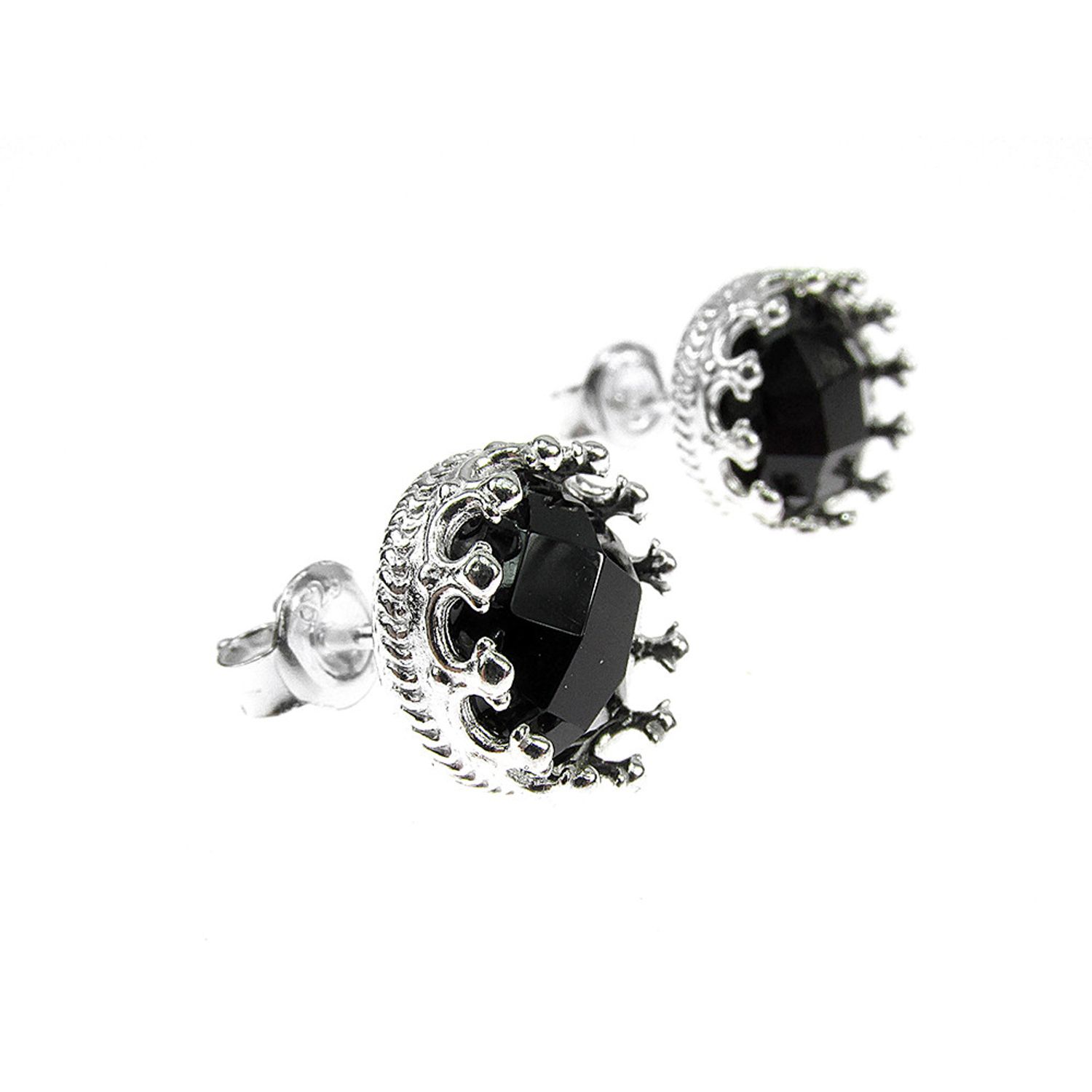 Cercei argint model coroana onix fatetat fotografia produsului View 4 L