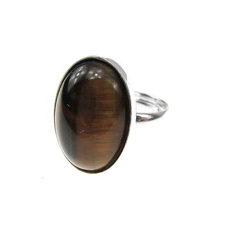 Inel argint reglabil ochi de tigru 18x13 mm
